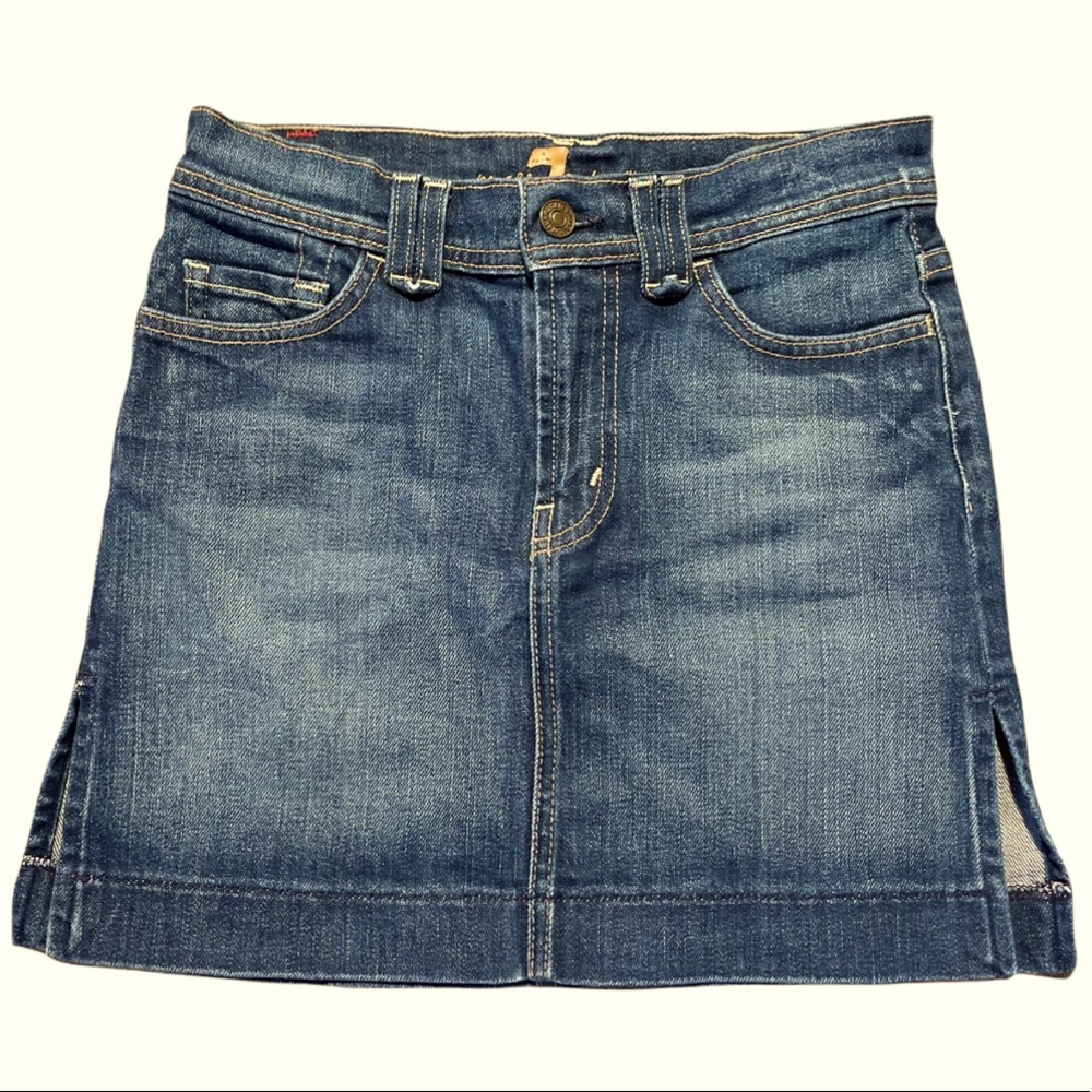 7 for All Mankind Side-Slit Denim Mini Skirt Sz 25